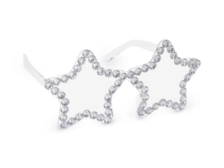 Okulary Gwiazdy z diamencikami srebrny 14,5x7cm