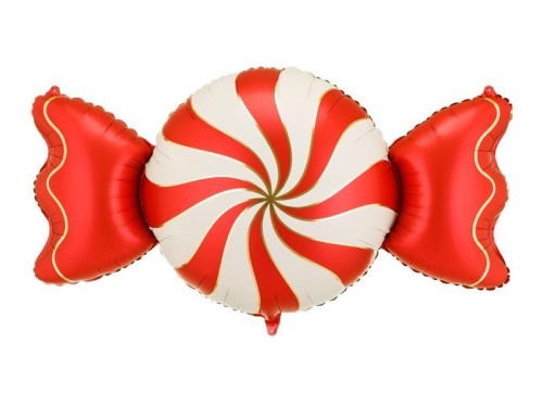 Balon foliowy Cukierek beżowo-czerwony 113x54cm