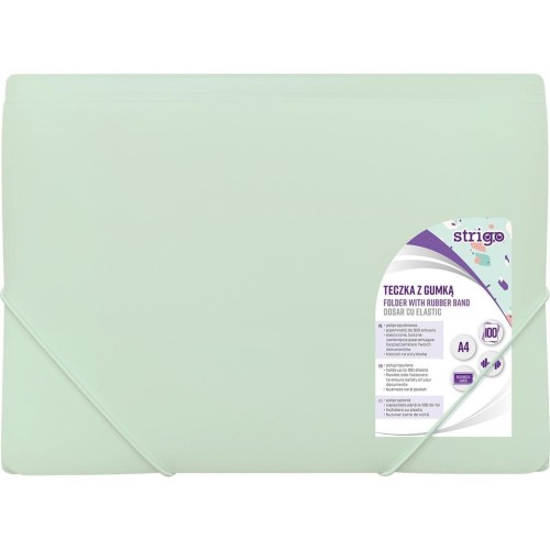 Teczka z gumką A4 PP pastel miętowa STRIGO, Strigo