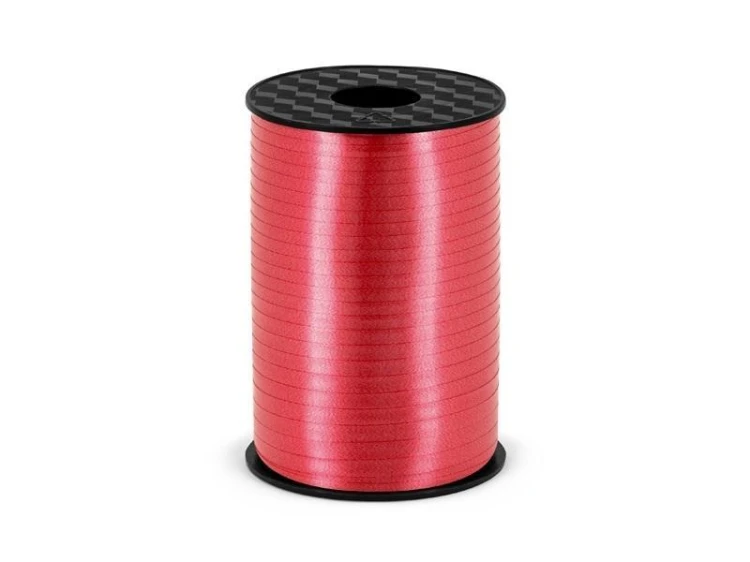 Wstążka plastikowa czerwona 5mmx225m, PartyDeco