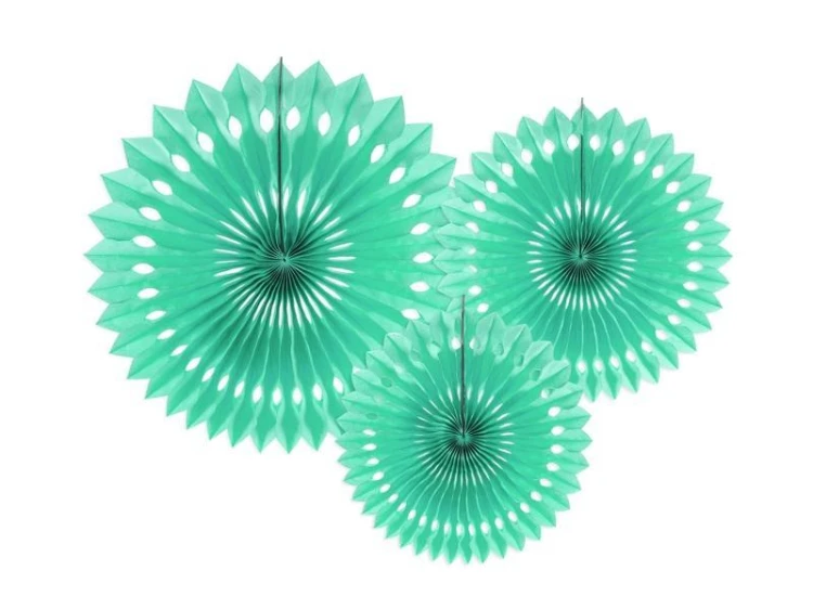 Rozety dekoracyjne miętowe 20-30cm