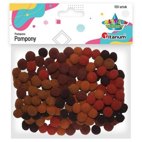 Pompony poliestrowe 10mm brązowe 120szt, Titanum