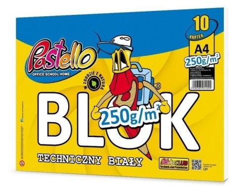 Blok techniczny A4 250g 10 kartek, Alfa Pastello