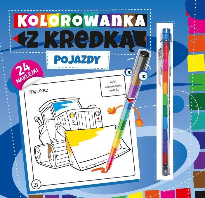 Kolorowanka z kredką. Pojazdy, praca zborowa