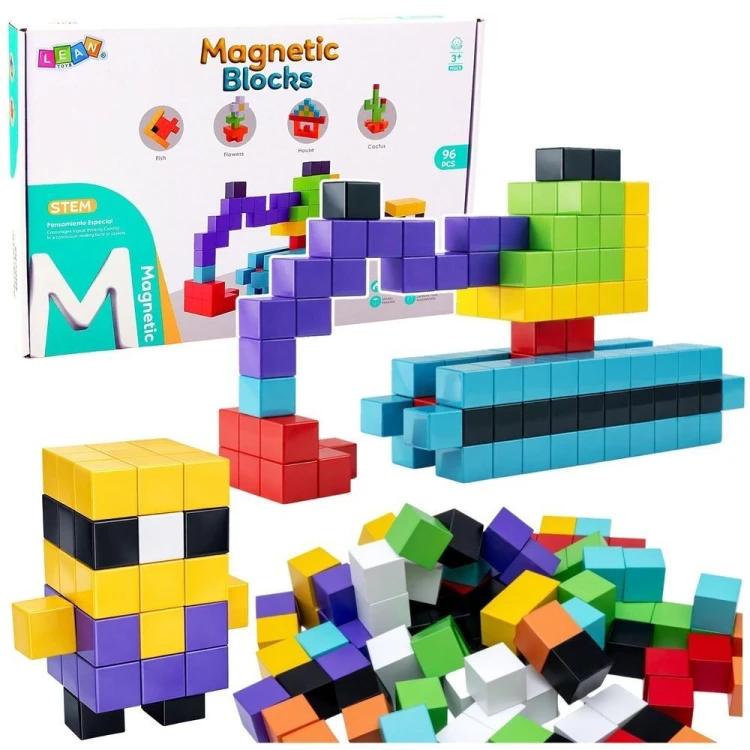 Klocki magnetyczne konstrukcyjne 3D 96el, Leantoys