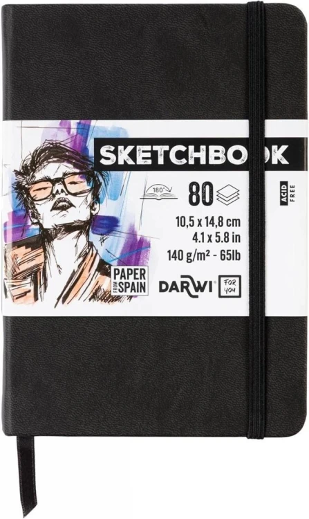 Szkicownik A6 140g czarny, Darwi