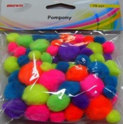 Pompony neonowe 78szt, Brewis