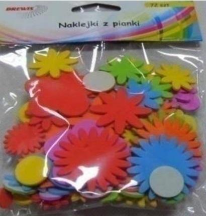 Naklejki z pianki kwiatki 72szt, Brewis