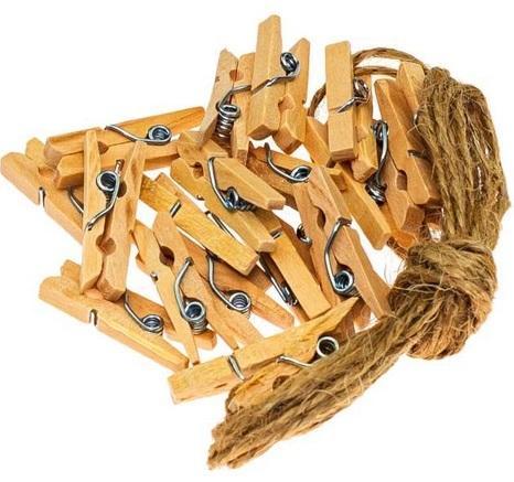 Klamerki + sznurek naturalne 20szt, Brewis