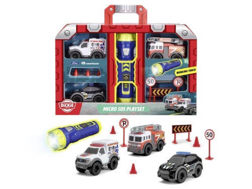 SOS Zestaw 3 pojazdy z latarką, Dickie Toys
