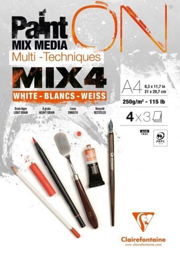 Blok A4 białych papierów mix4 250g 12ark