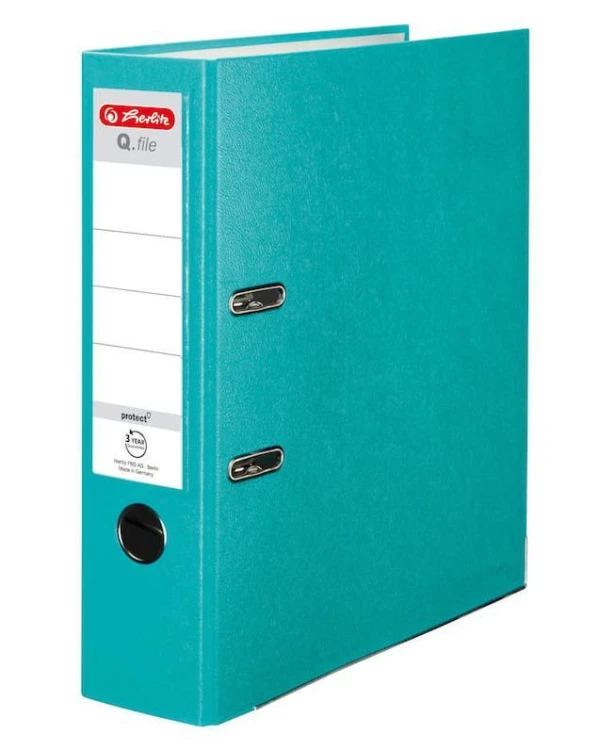 Segregator A4 8cm PP turkusowy Q file, HERLITZ
