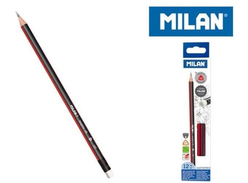 Ołówek trójkątny HB z gumką (12szt) MILAN, MILAN