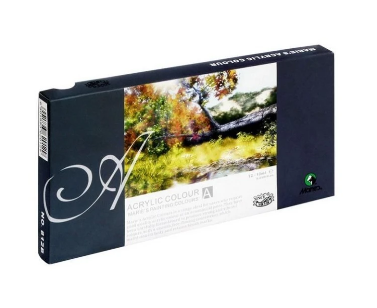 Farby akrylowe 812B 12 kolorów 12ml MARIES, Maries