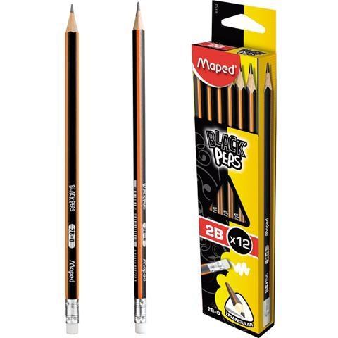 Ołówek z gumką Blackpeps 2B (12szt) MAPED, Maped