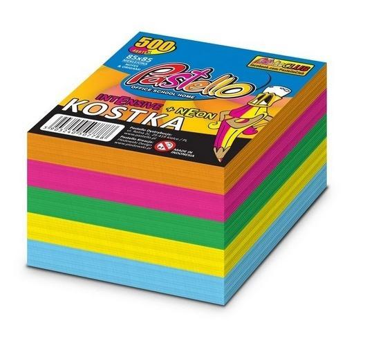 Kostka klejona 85x85mm 500 kartek kolorowa