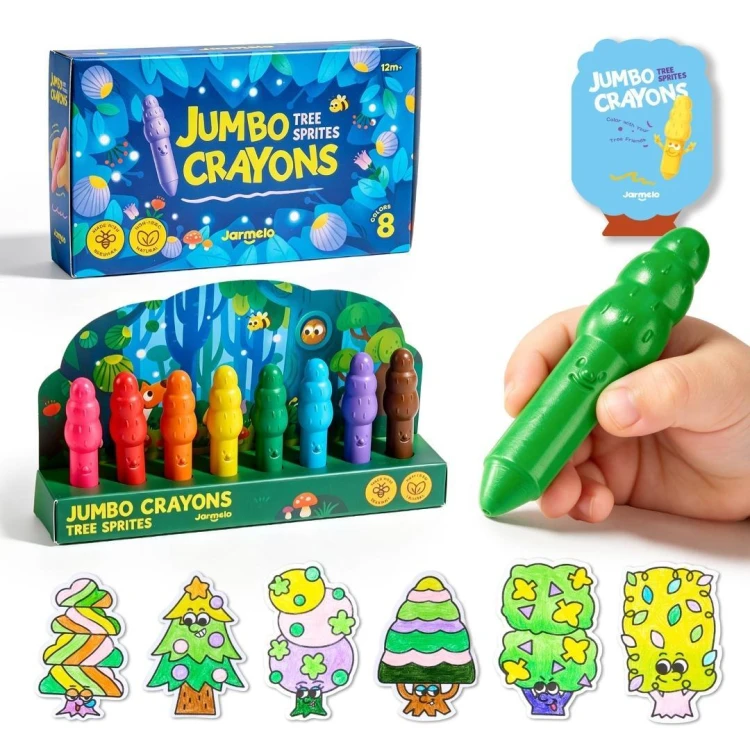 Kredki woskowe jumbo Leśne duszki wzmocnione 8 kol