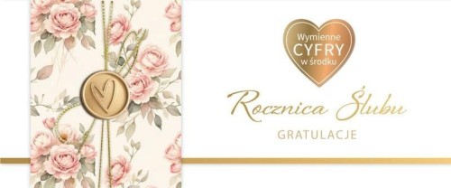 Karnet Rocznica Ślubu wymienne cyfry