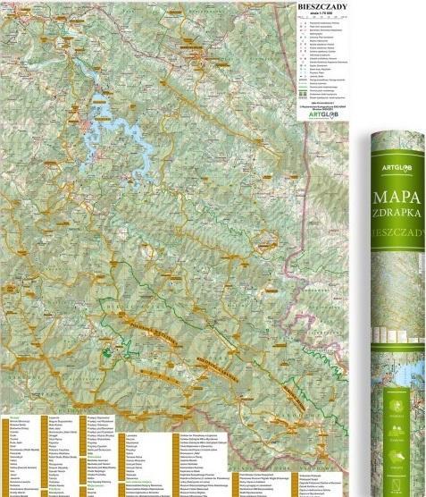 Mapa zdrapka - Bieszczady 1:75 000, praca zbiorowa