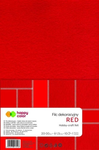 Filc dekoracyjny czerwony 10szt HAPPY COLOR, GDD