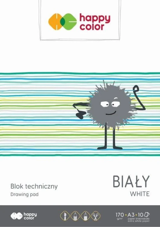 Blok techniczny biały A3/10K HAPPY COLOR, GDD