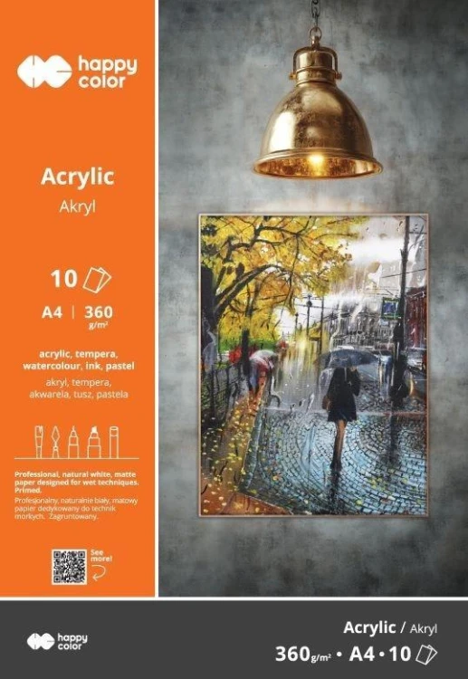 Blok do akrylu A4/10K 360g HAPPY COLOR