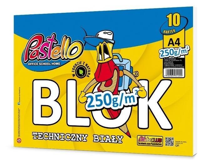 Blok techniczny A4 250g 10 kartek, Alfa Pastello
