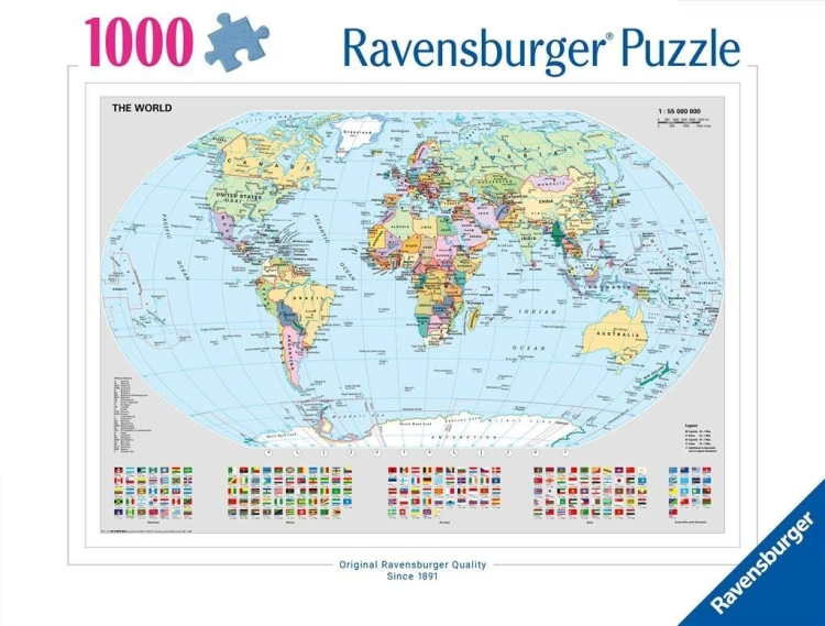 Puzzle 1000 Polityczna mapa świata, Ravensburger