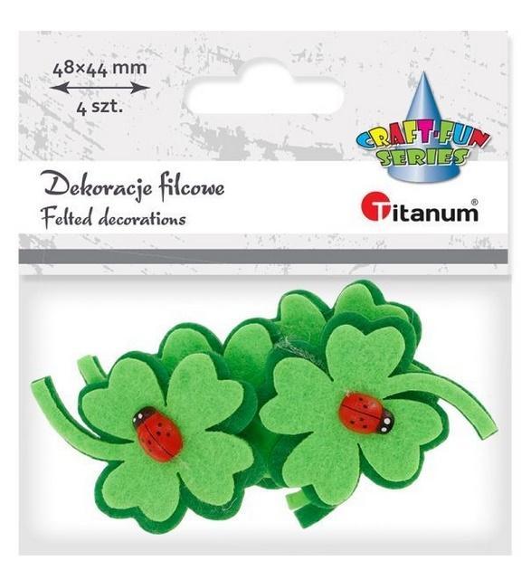Filcowe dekoracje 3D koniczyny zielone 4szt
