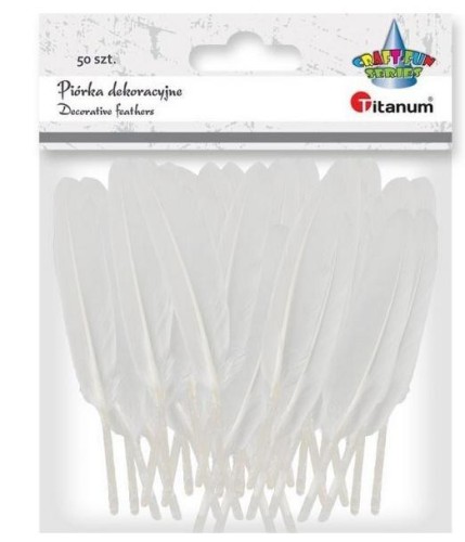 Piórka lotki 10-15cm białe 50szt, Titanum