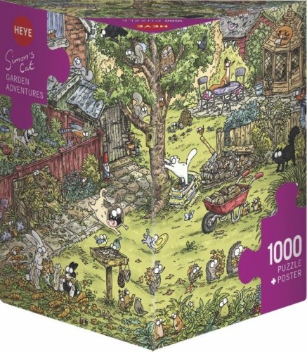 Puzzle 1000 Koty Simona, Zabawy w ogrodzie, Heye