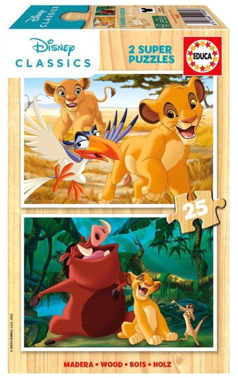 Puzzle 2 x 25 Król Lew (drewniane), Educa