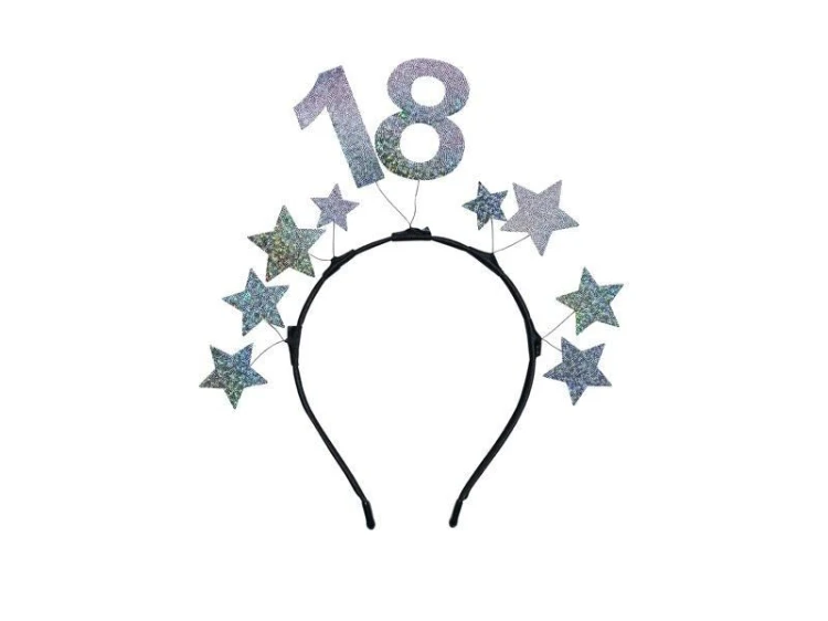 Opaska z gwiazdkami 18 srebrna, PartyDeco