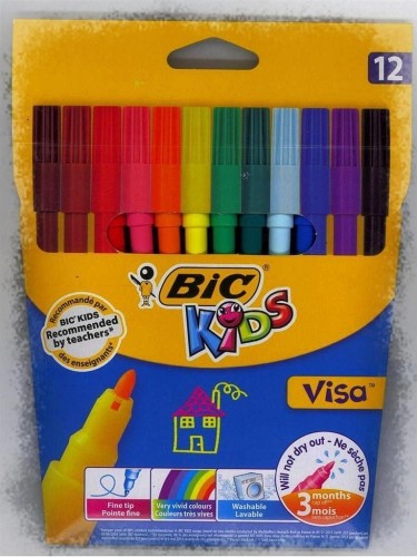 Flamastry KIDS Visa 12 kolorów BIC, BIC
