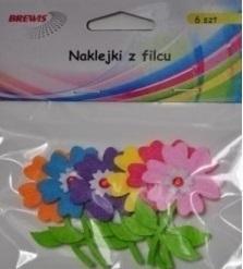 Naklejki z filcu kwiatki 6szt, Brewis