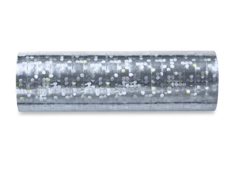 Serpentyny holograficzne srebrne 3,8m 18szt