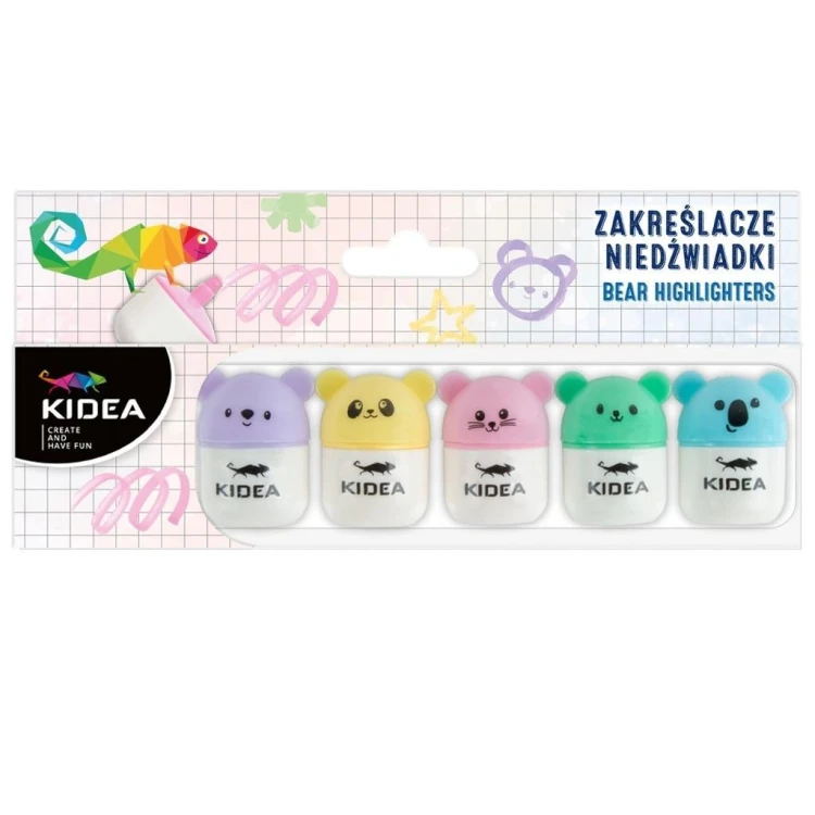 Zakreślacze niedźwiadki 5szt KIDEA, DERFORM