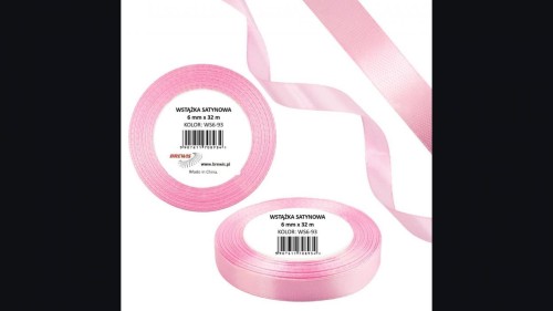 Wstążka satynowa 6mm/32m baby pink