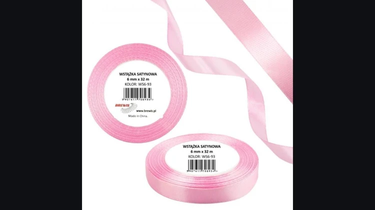 Wstążka satynowa 6mm/32m baby pink