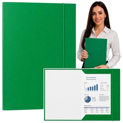 Teczka z gumką A4 300 g/m2 zielona, Leantoys