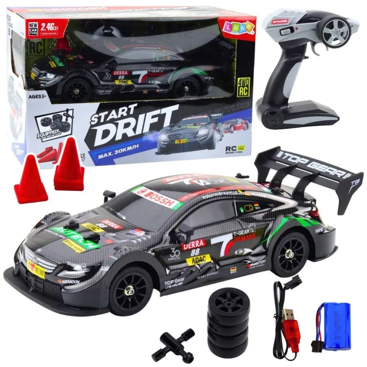 Wyścigówka driftowa R/C czarna 30km/h 1:16