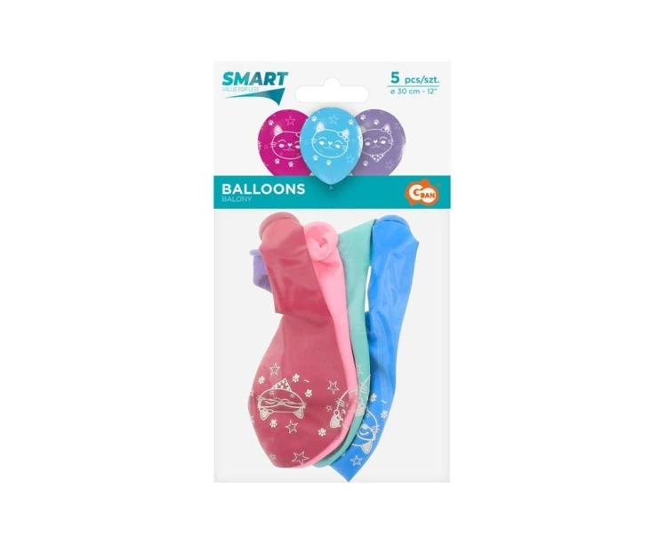 Balony Koty różne kolory 30cm 5szt