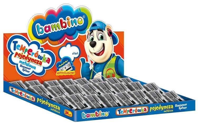 Temperówka pojedyncza metalowa (24szt) BAMBINO