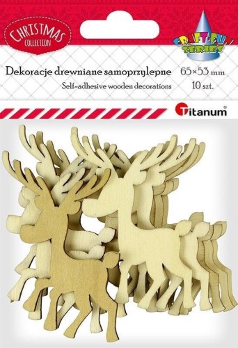 Drewniane renifery samoprzylepne 10szt, Titanum