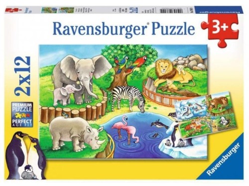 Puzzle 2x12 Zwięta w zoo, Ravensburger