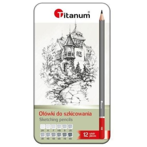 Ołówki do szkicowania 12 sztuk, Titanum