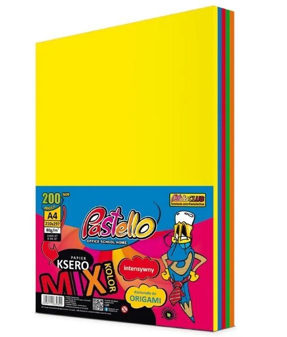 Papier ksero A4 80g 5 kolorów 200 arkuszy