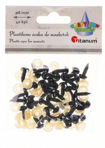 Oczy do maskotek plastikowe 8mm z mocowaniem 50szt