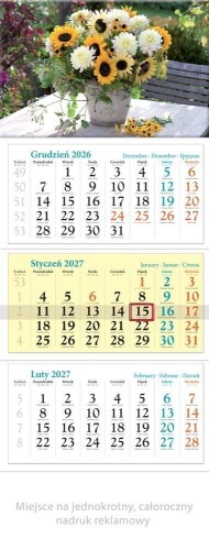 Kalendarz 2027 trójdzielny Bukiet