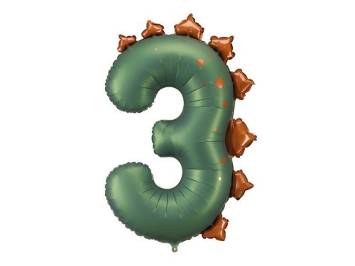 Balon foliowy cyfra 3 Dinozaur 92cm